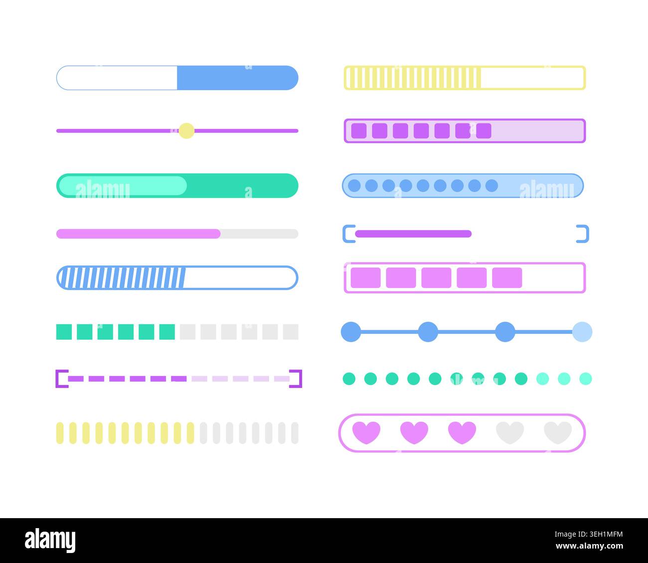 Progress bar and loading UI overlay element set Stock Vector