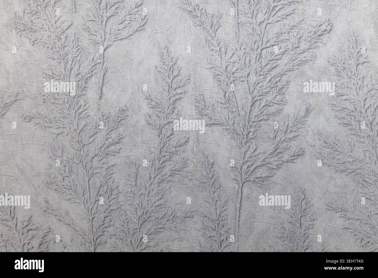 Grey tapestry fabric with elegant branching tree pattern Stock Photo