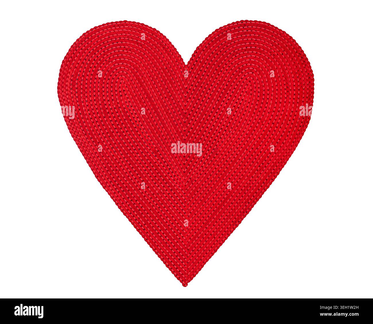 Red Woven Heart Shape Mat On White Stock Photo