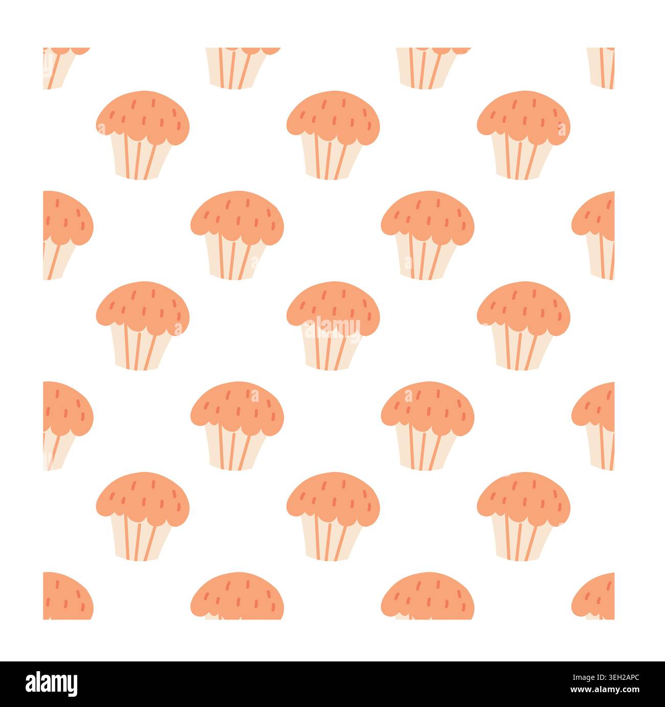 Cute Muffin Seamless Pattern Vector Bakery Background Stock Vector
