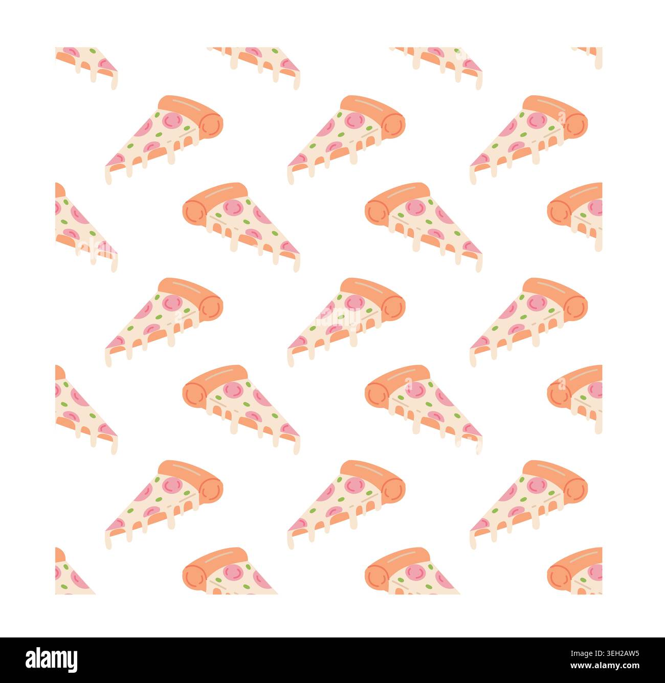 Cute Pizza Slice Seamless Pattern Vector Fast Food Background Stock Vector