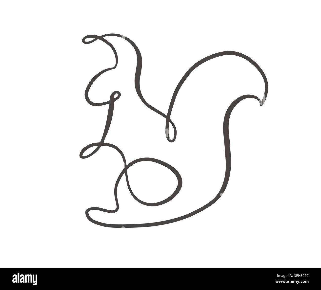Minimal squirrel continuous one line illustration Stock Vector