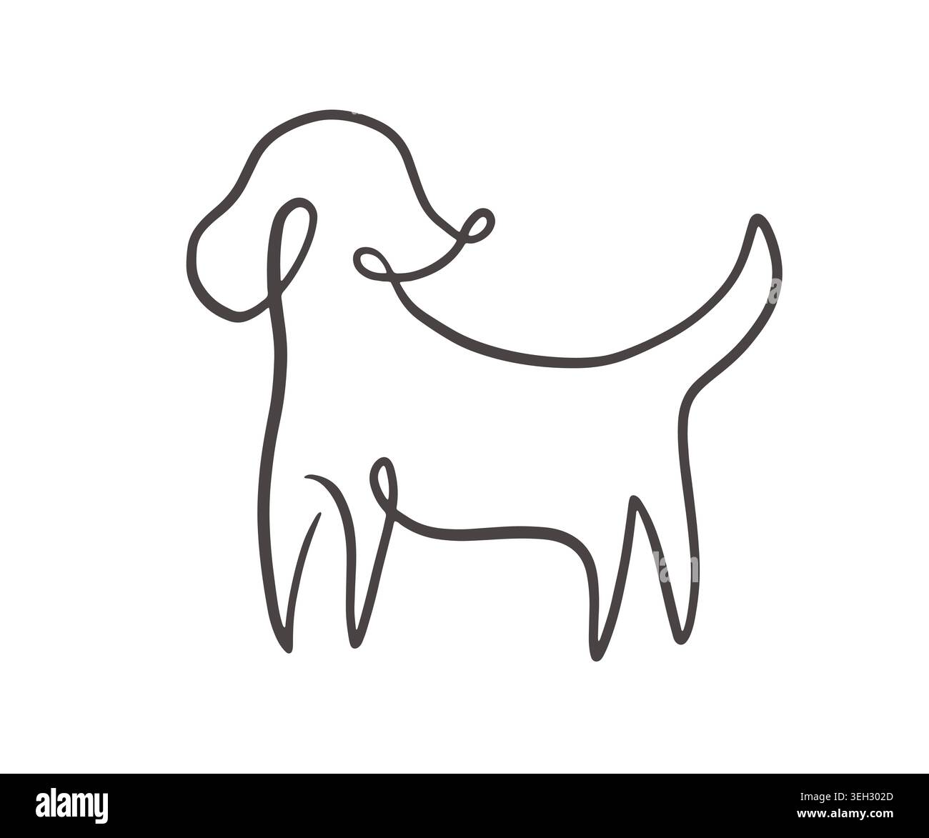 Minimal dog illustration continuous one line style Stock Vector