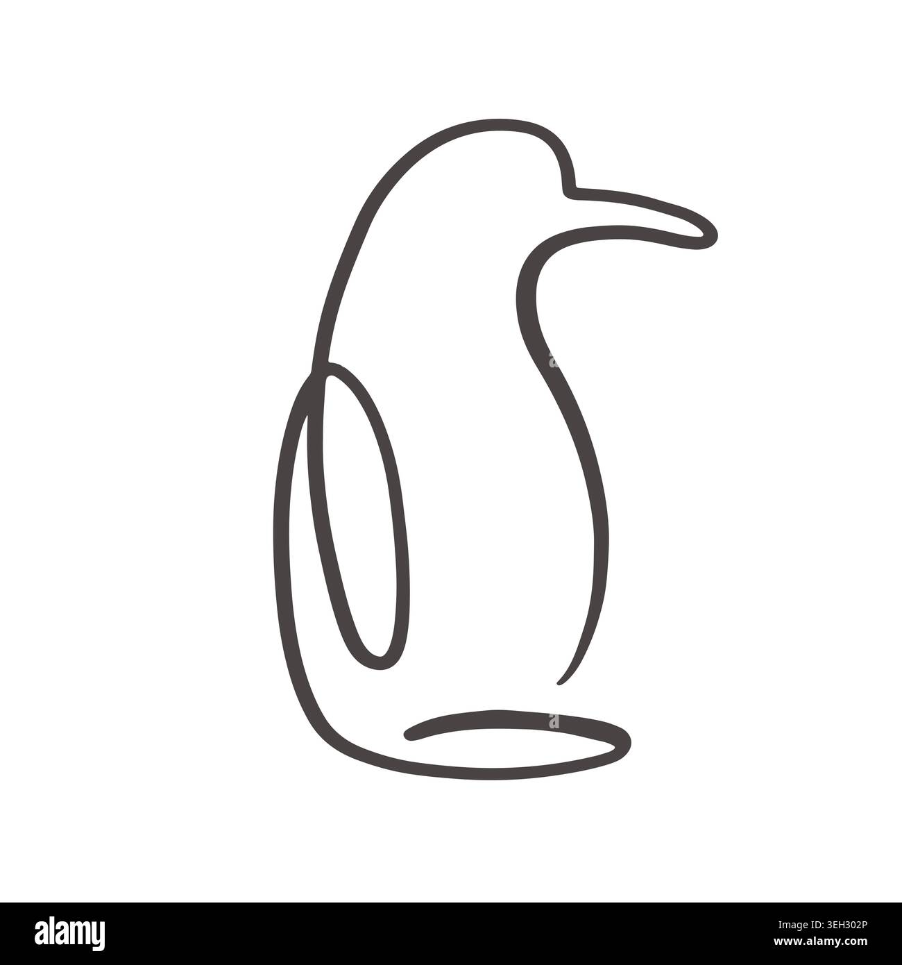 Minimal penguin illustration continuous line style Stock Vector