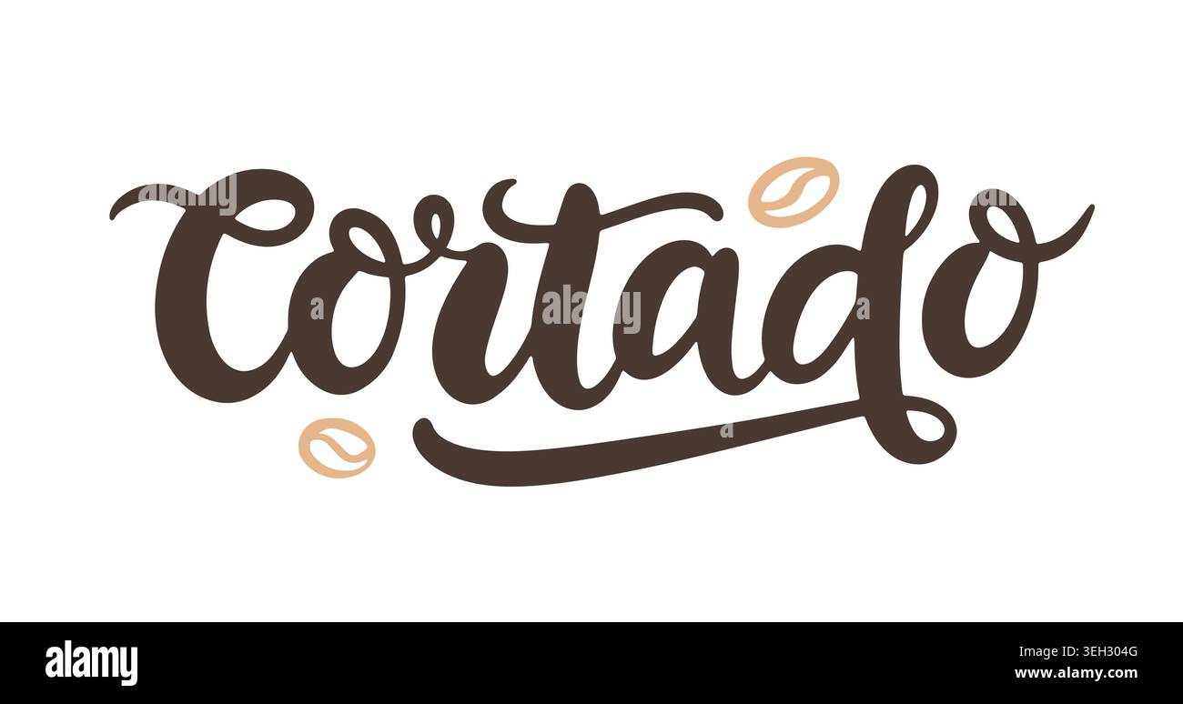 Cortado coffee logo vector hand written lettering Stock Vector