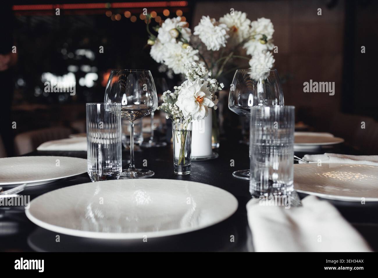 Elegant table set for fine dining Stock Photo