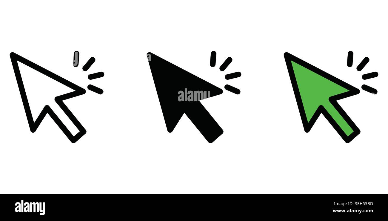 Set of computer mouse pointer arrow icons for website and app interface Stock Vector