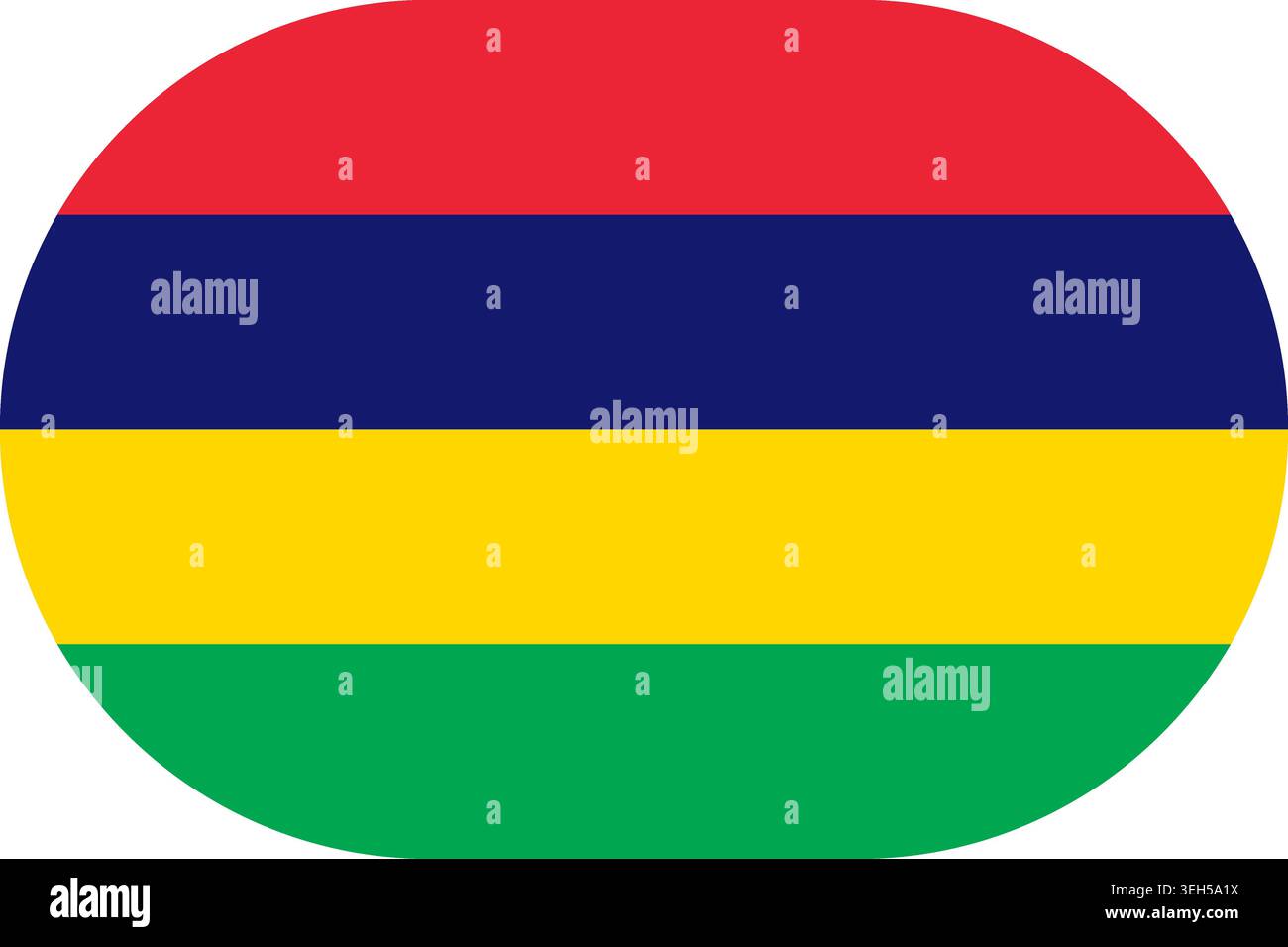 Mauritius flag symbolizing national pride, identity, heritage, patriotism and authority. Vector flag in flat oval design Stock Vector
