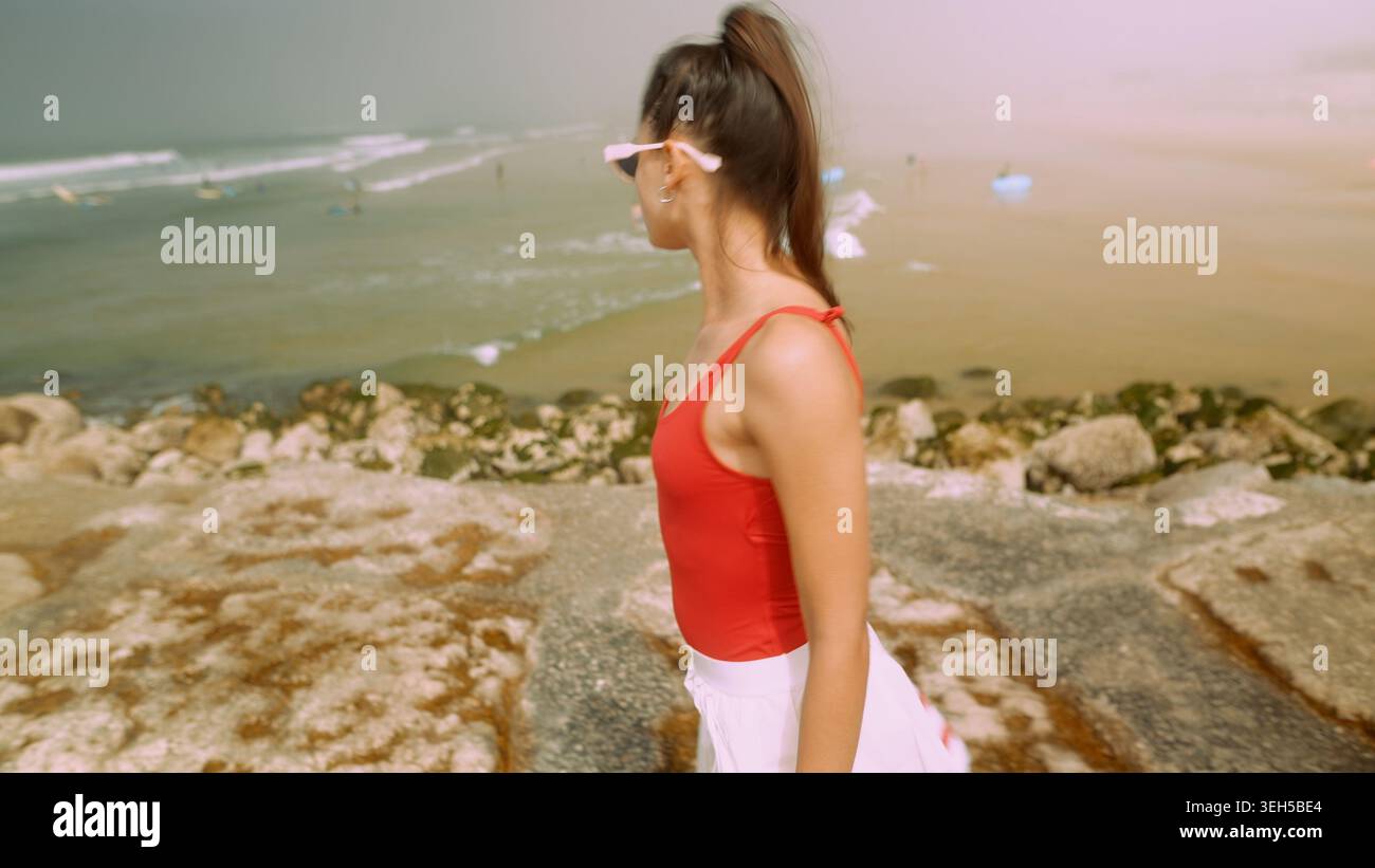 Silhouette woman in swimsuit hi-res stock photography and images - Alamy