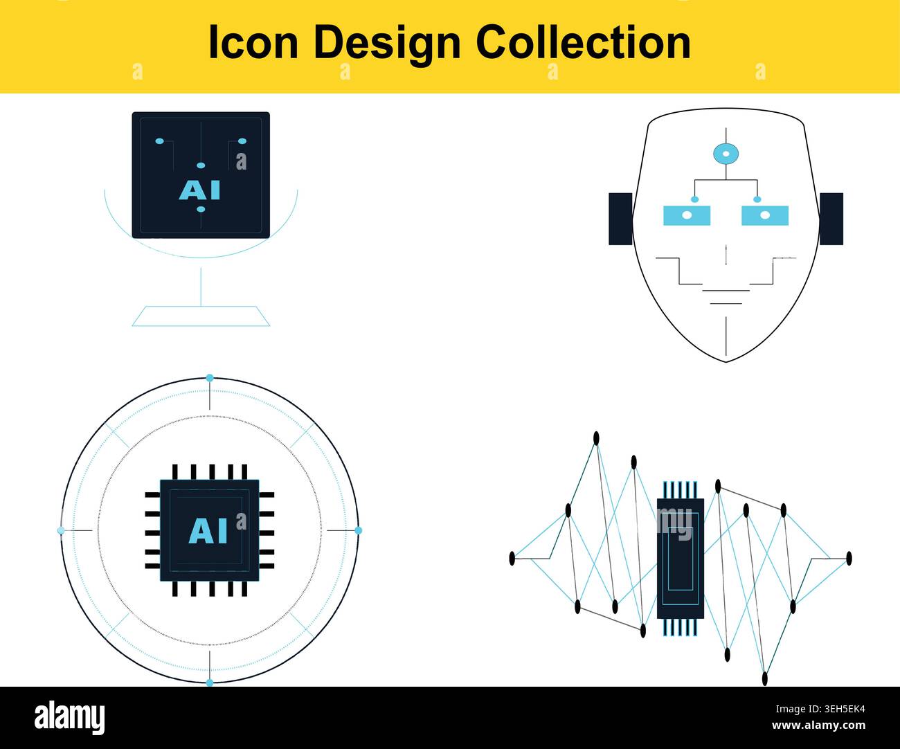 con Design Collection featuring Artificial Intelligence and Technology Concepts. Stock Vector