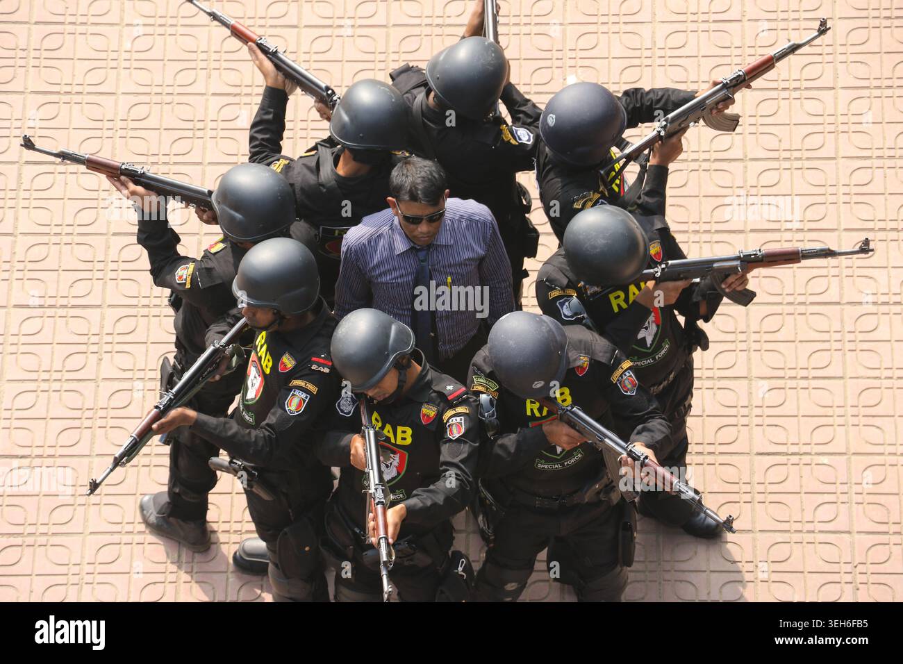 Dhaka, Bangladesh - 06 January 2017: View of Rapid Action Battalion RAB ...