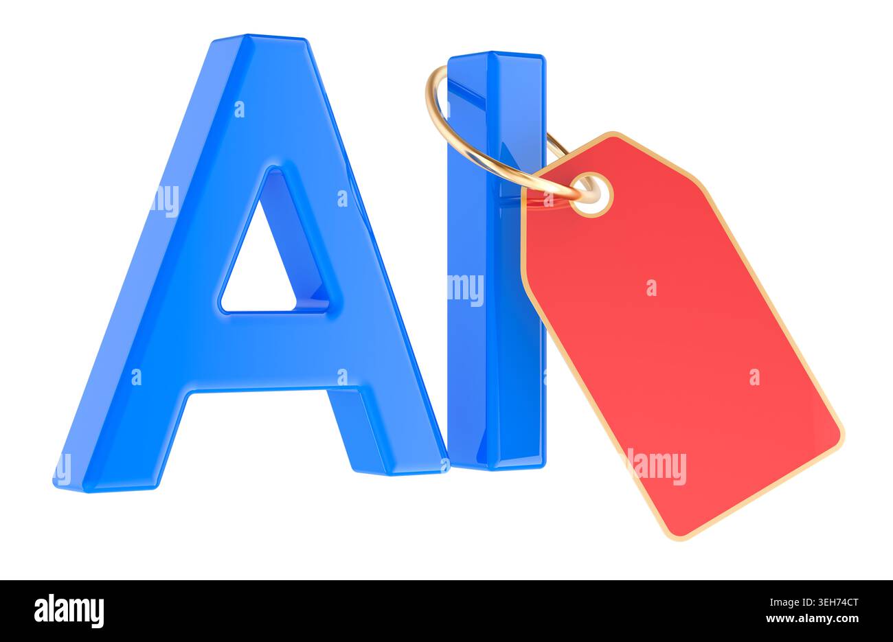 Artificial Intelligence with red price tag. 3D rendering isolated on white background Stock Photo
