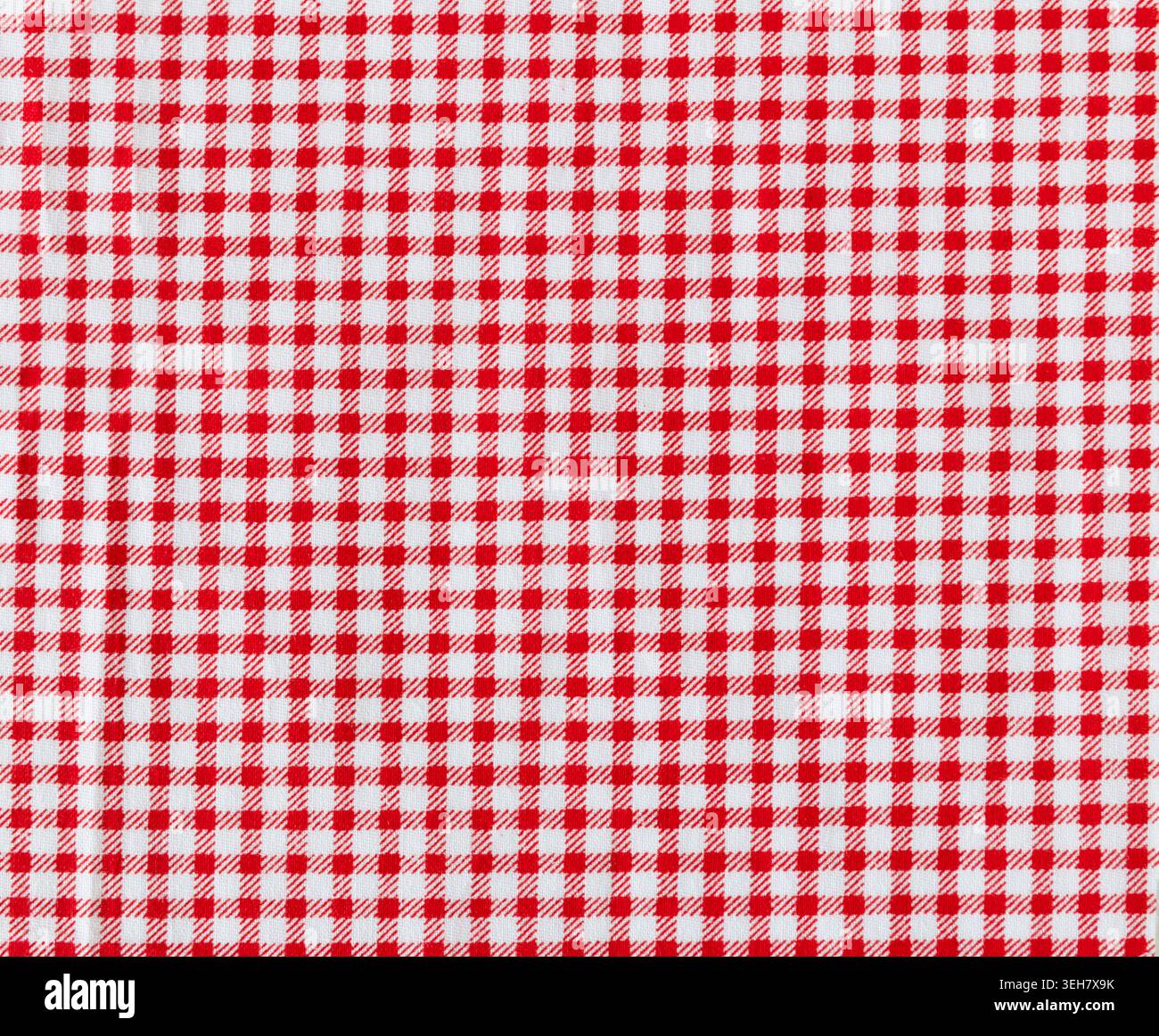 Close-up of red and white Vichy fabric texture Stock Photo