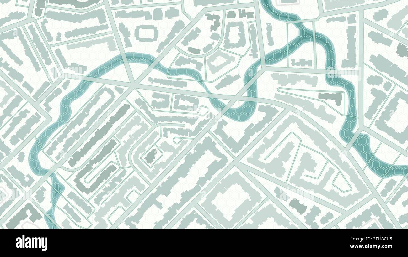 Abstract Urban Layout with River Network. Vector Illustration Stock Vector