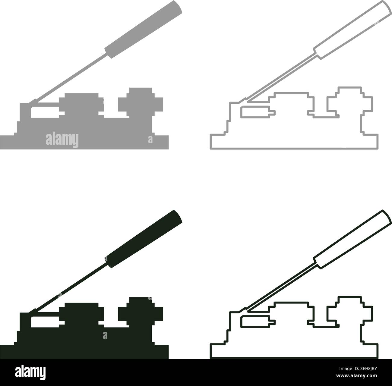 Nut cracker nutcracker set icon grey black color vector illustration image simple solid fill outline contour line thin flat style Stock Vector