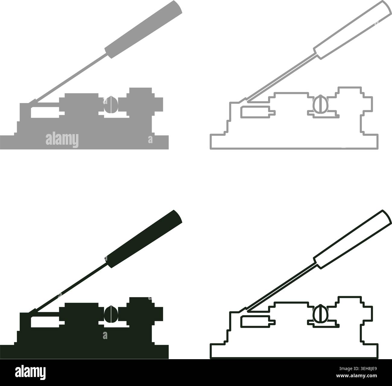 Nut cracker nutcracker set icon grey black color vector illustration image simple solid fill outline contour line thin flat style Stock Vector