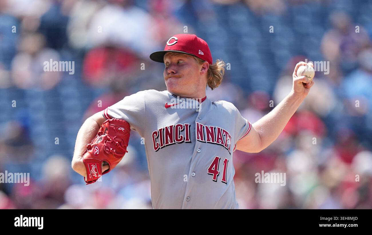 Cincinnati Reds pitcher Andrew Abbott in action a baseball game ...