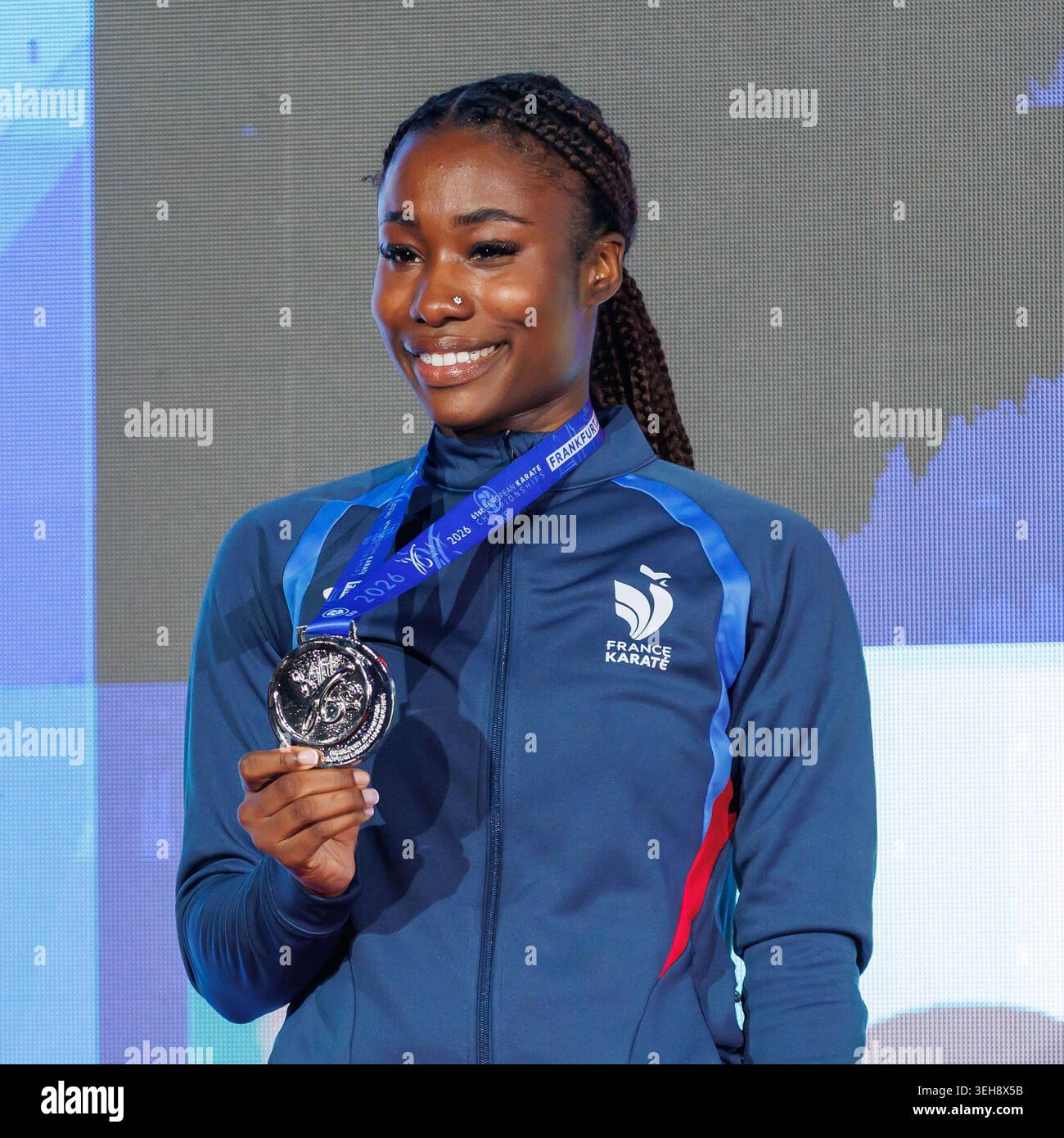 Award ceremony women Kumite -68; Thalya Sombe (FRA); Second place ...