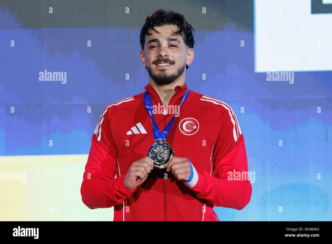 Award ceremony Men Kumite -75; Omer Faruk Yurur (TUR); Winner, First ...