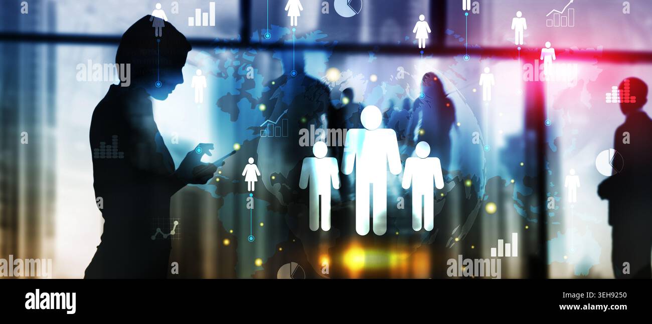 Workforce Data Integration and Global HR Network Optimization. Stock Photo