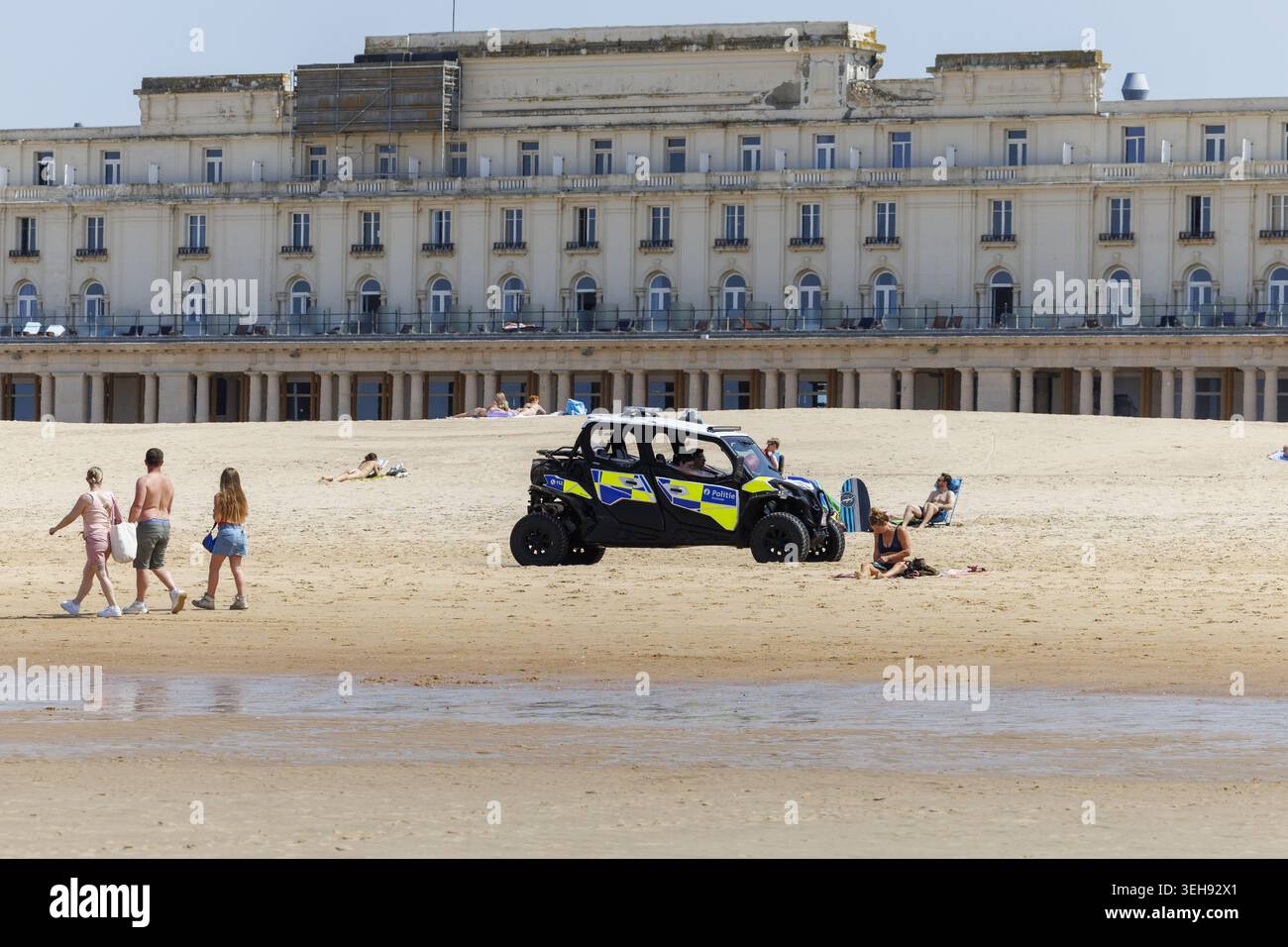 A police vehicle pictured at the Belgian coast in Oostende, on Saturday ...