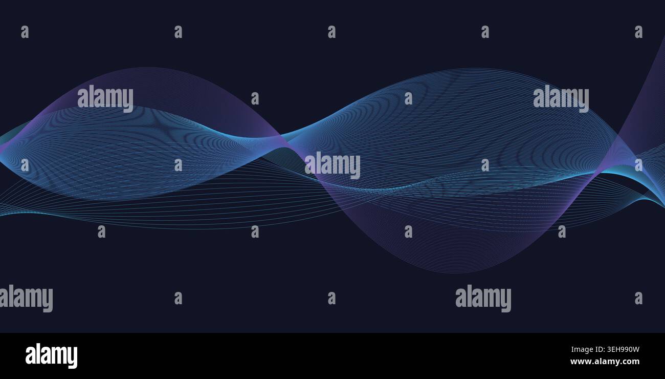Futuristic Blue Purple Wave Background for Digital Technology Presentation Design Stock Vector