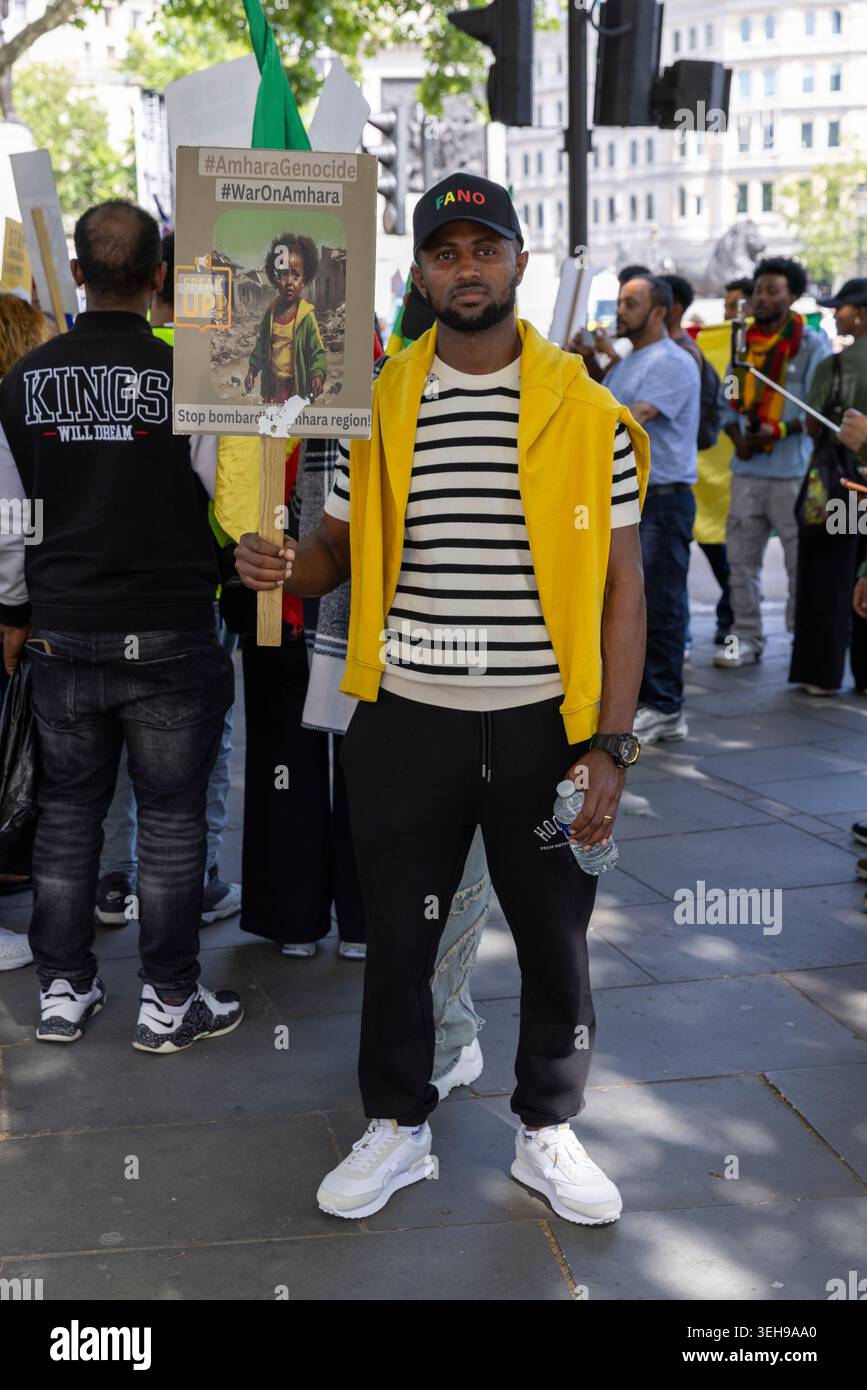London, UK. 23rd May, 2026. Trafalgar Square. Ethiopian protesters are ...