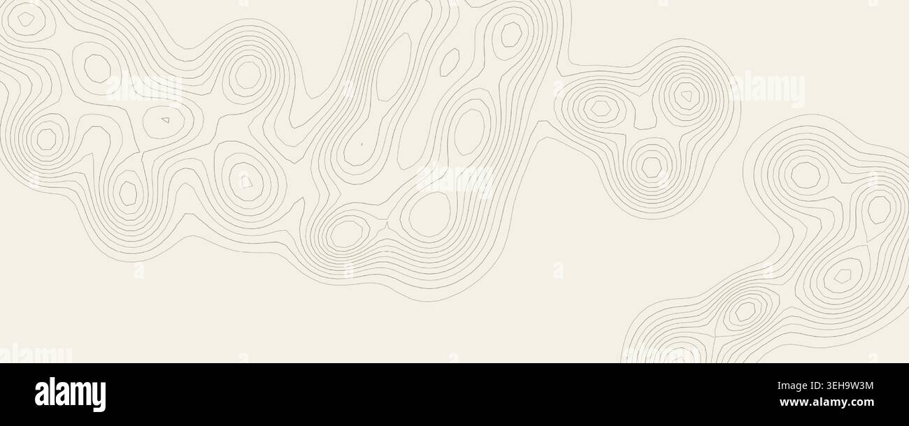 Topography Map Wave Line Territory Relief Pattern, Topology Contour Background, Linear Landscape Texture. Surveyor Geographic Mapping Park, Earth Stock Vector