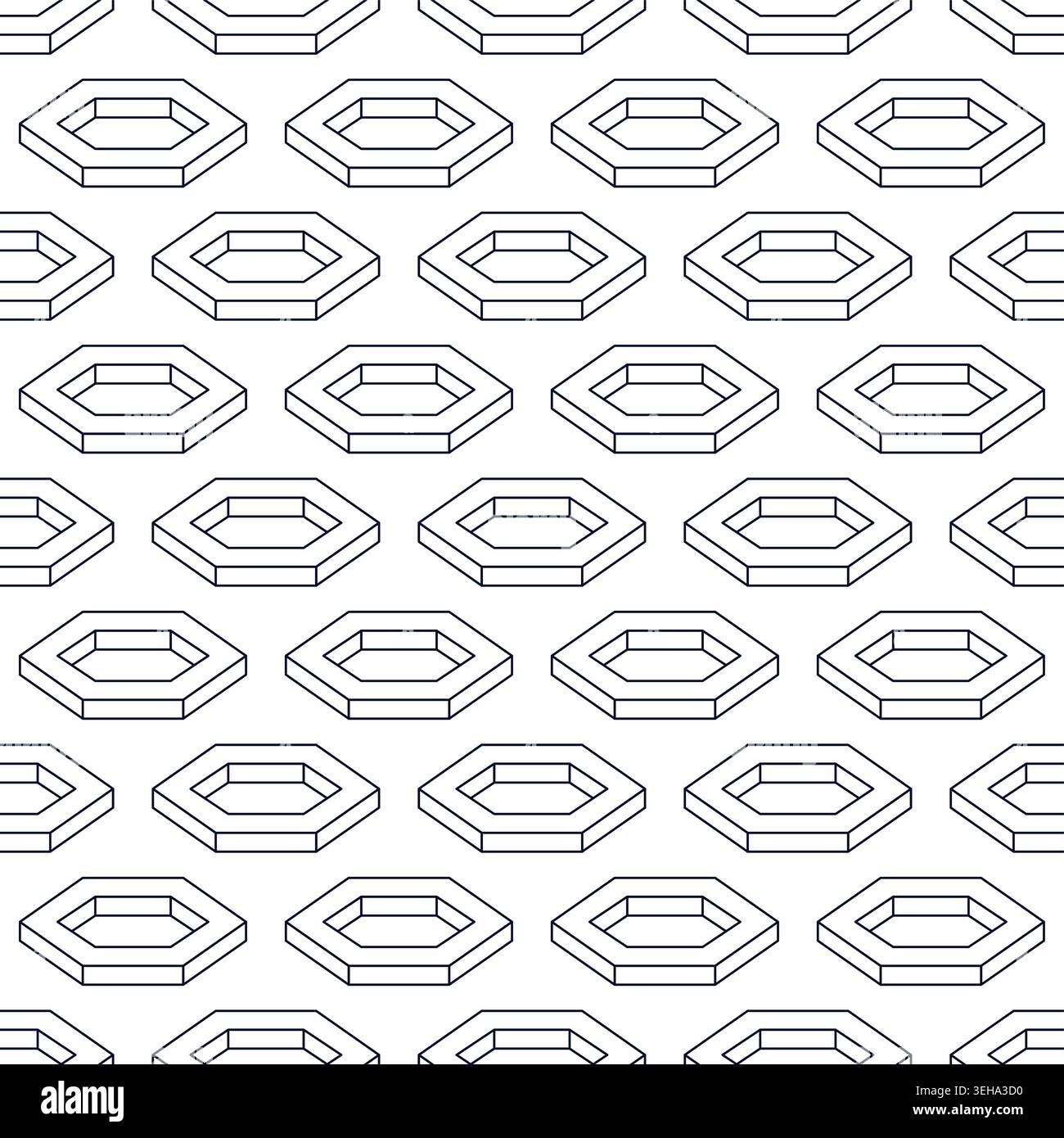 Abstract 3D seamless pattern of hexagonal geometry Stock Vector