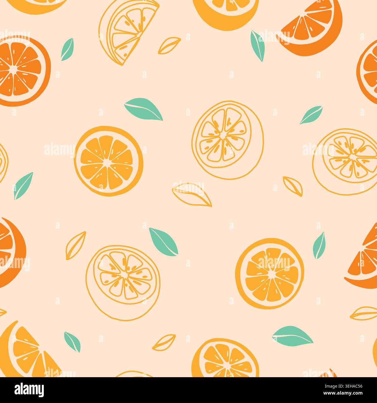 Citrus Slices Seamless Pattern Cream Tropical Stock Vector