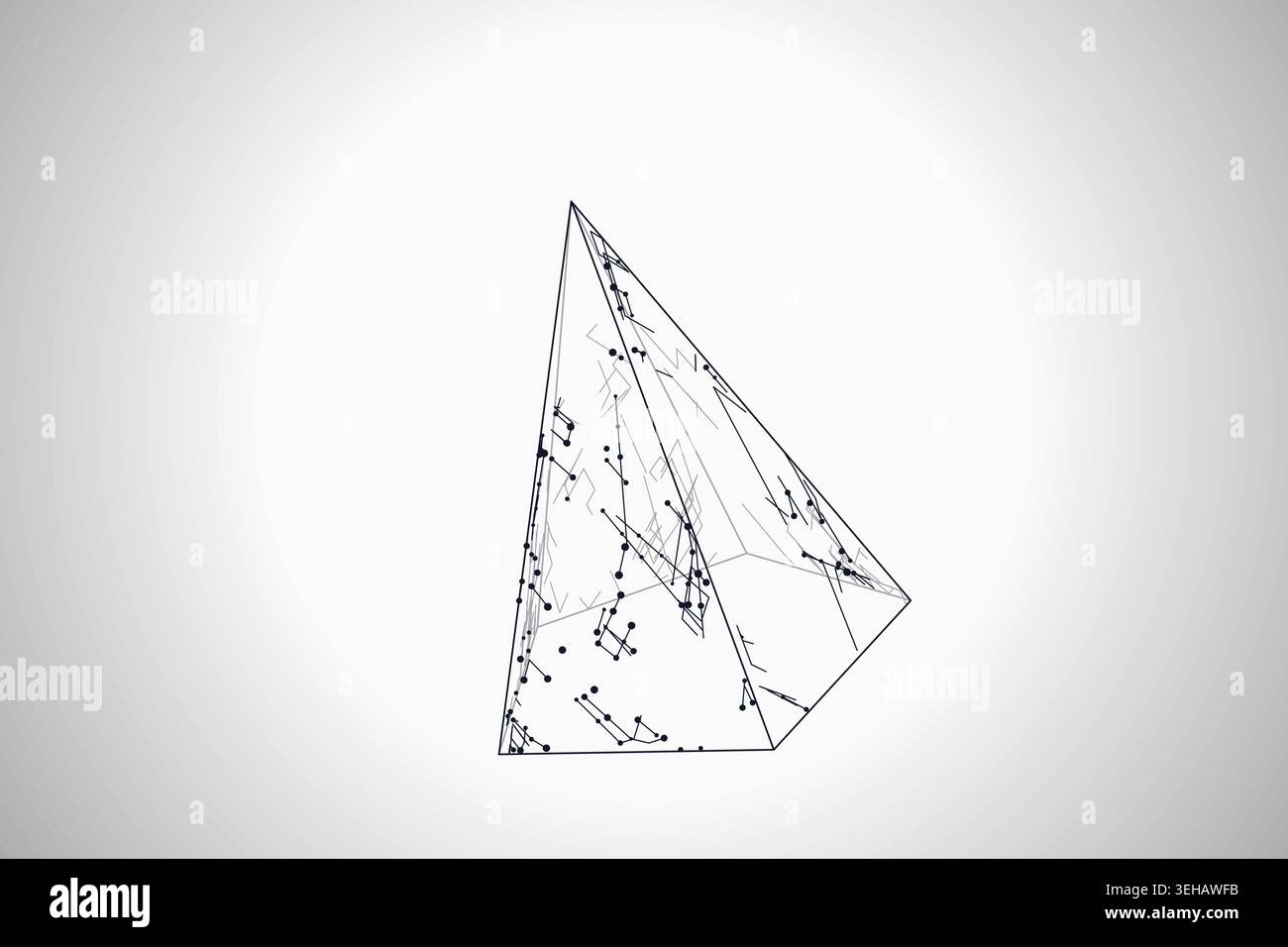 Abstract futuristic pyramid structure rendered as a clean geometric network background Stock Vector