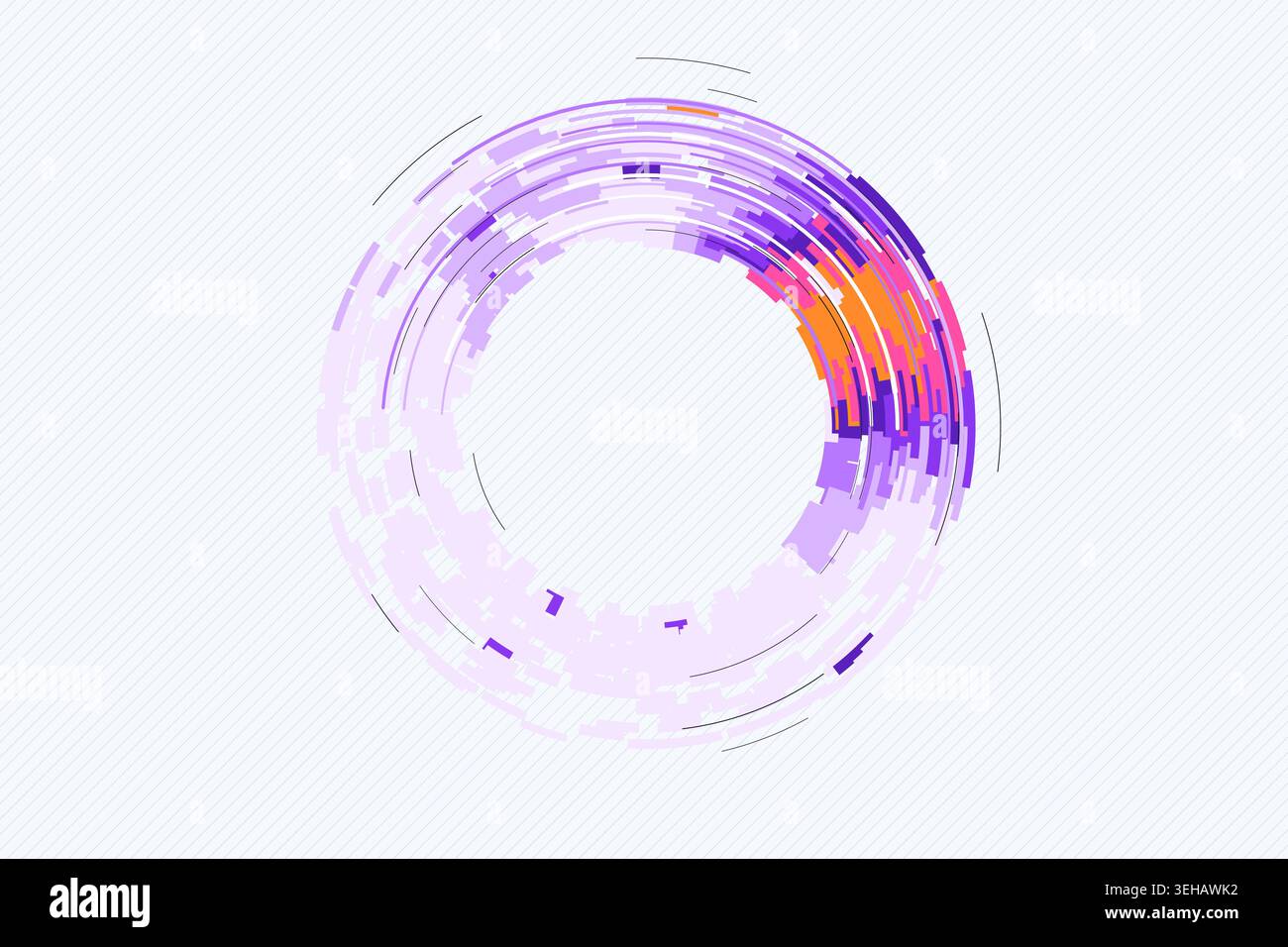 Concentric circular tech segments with dynamic blue glow accents Stock Vector