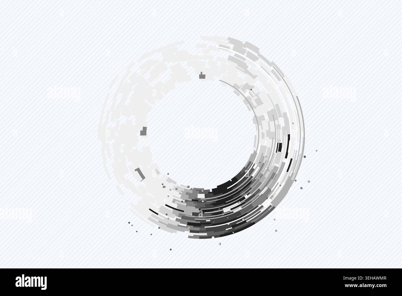 Abstract digital ring interface made from layered geometric arc blocks Stock Vector