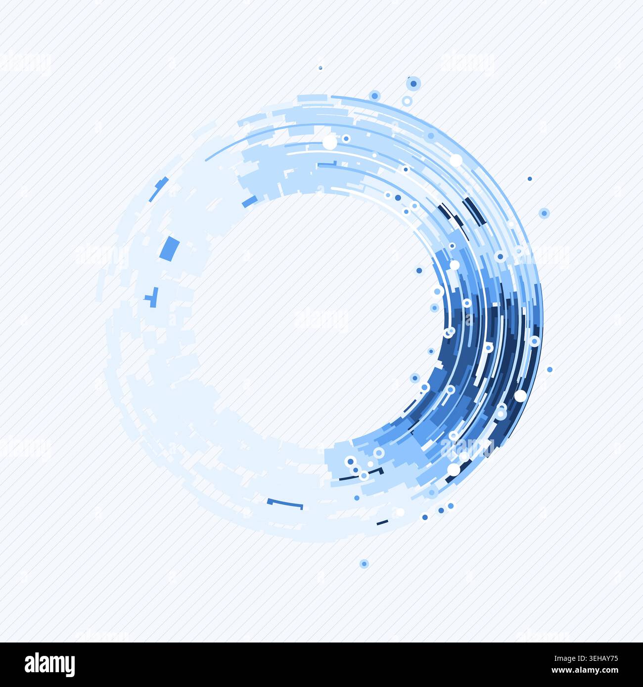 Abstract digital ring interface made from layered geometric arc blocks Stock Vector