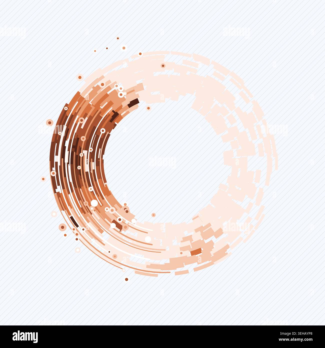 Abstract digital ring interface made from layered geometric arc blocks Stock Vector