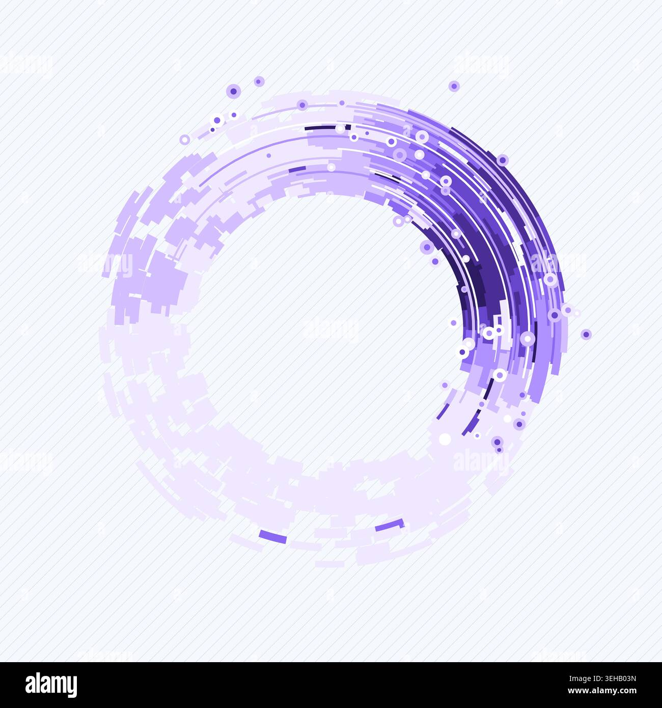 Abstract digital ring interface made from layered geometric arc blocks Stock Vector