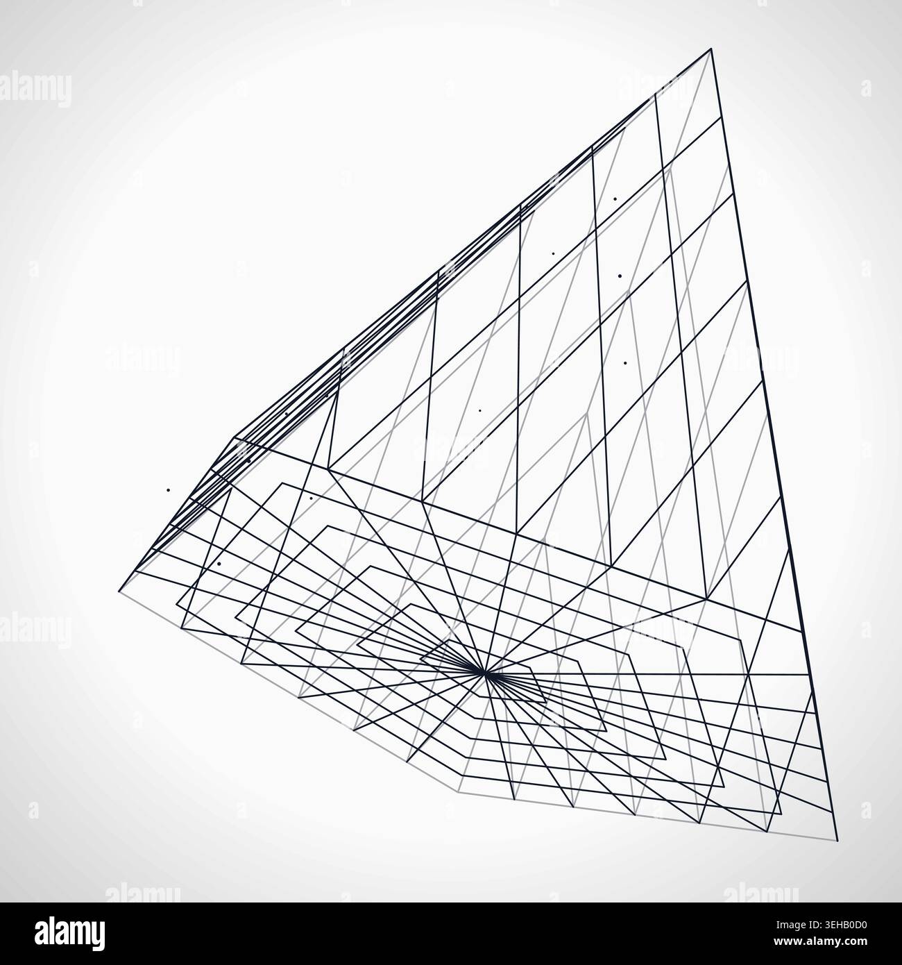 Abstract futuristic pyramid structure rendered as a clean geometric network background Stock Vector