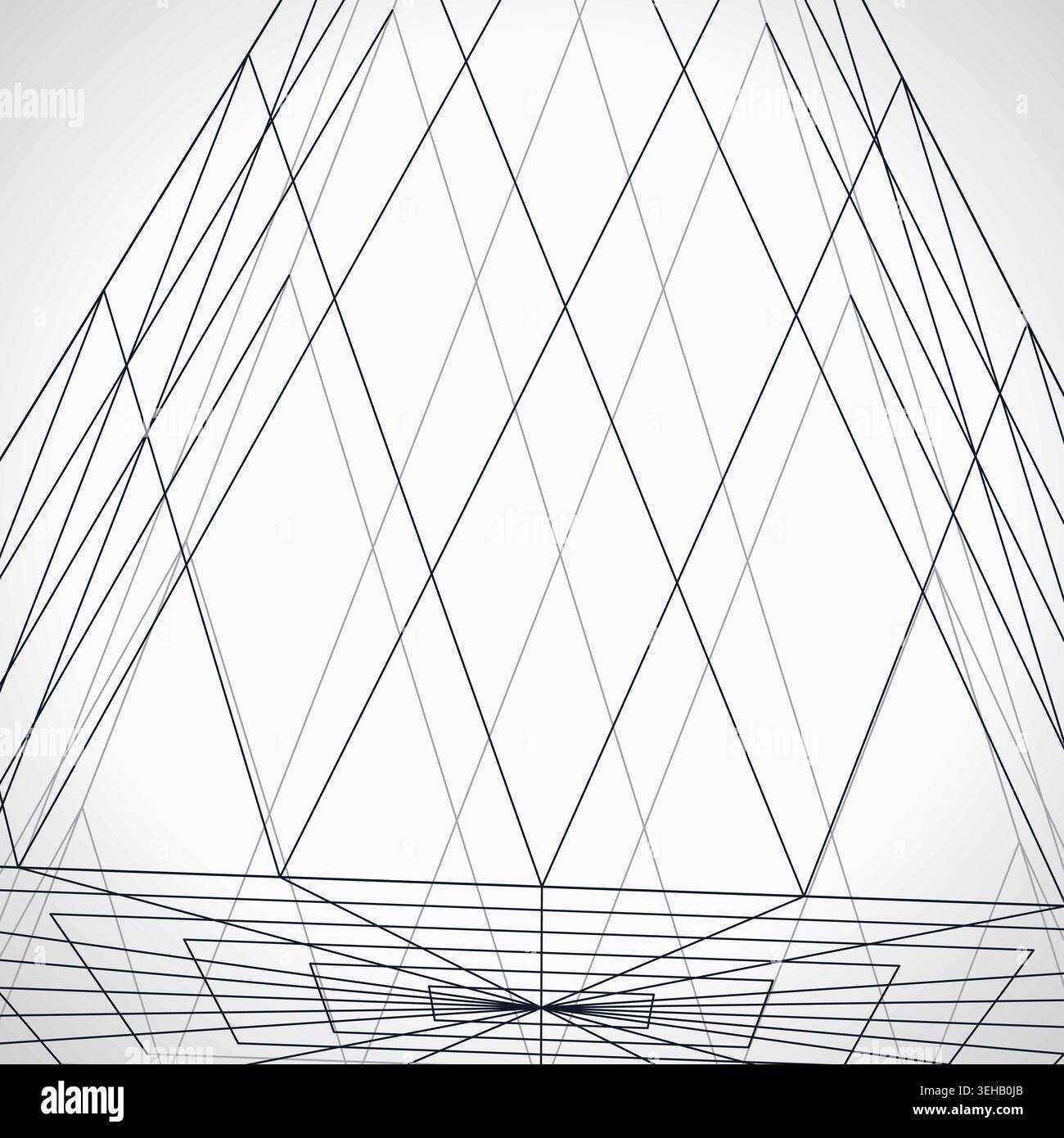 Abstract futuristic pyramid structure rendered as a clean geometric network background Stock Vector