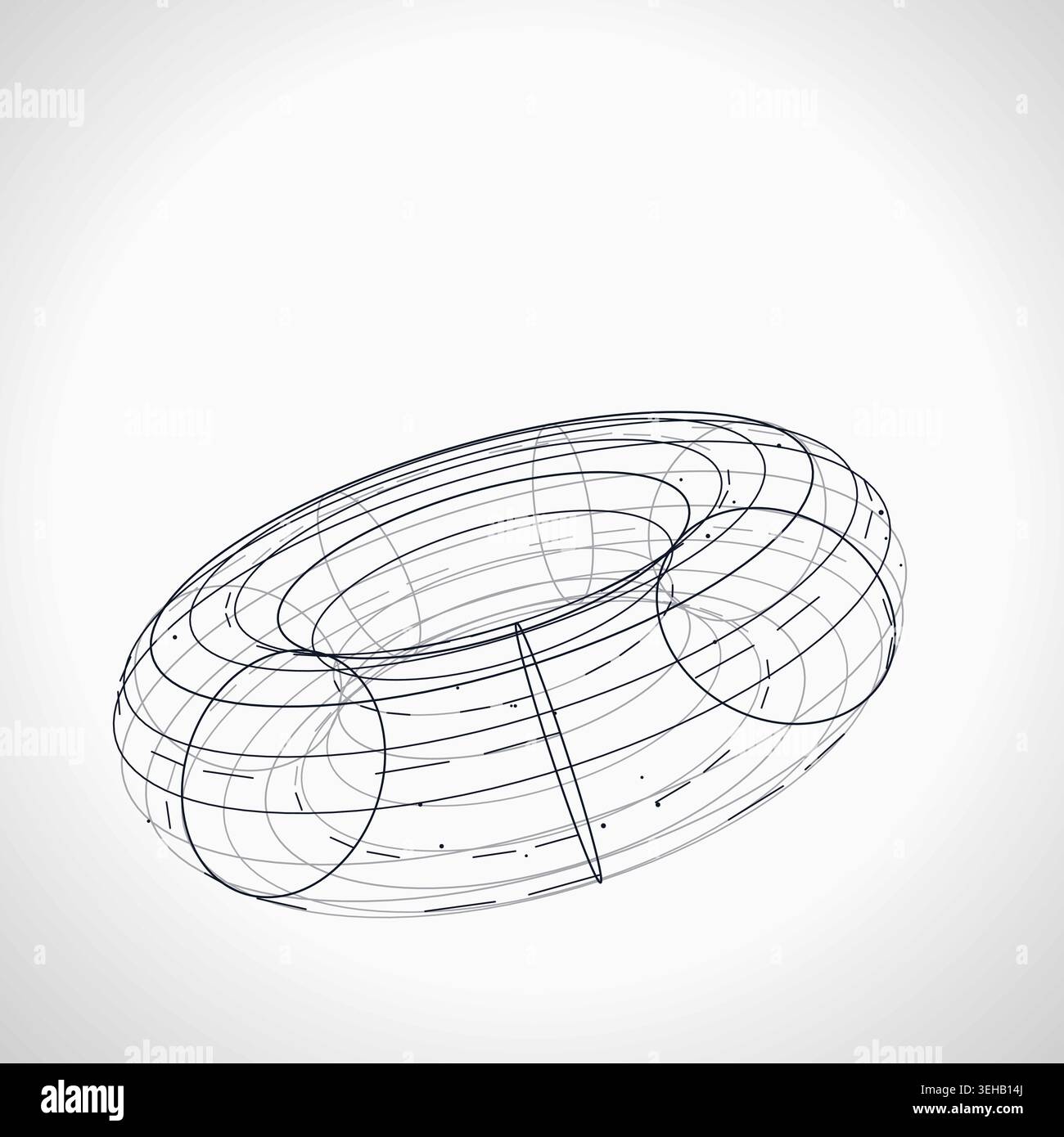 Modern technology-inspired 3D wire torus with layered lines and connection points Stock Vector