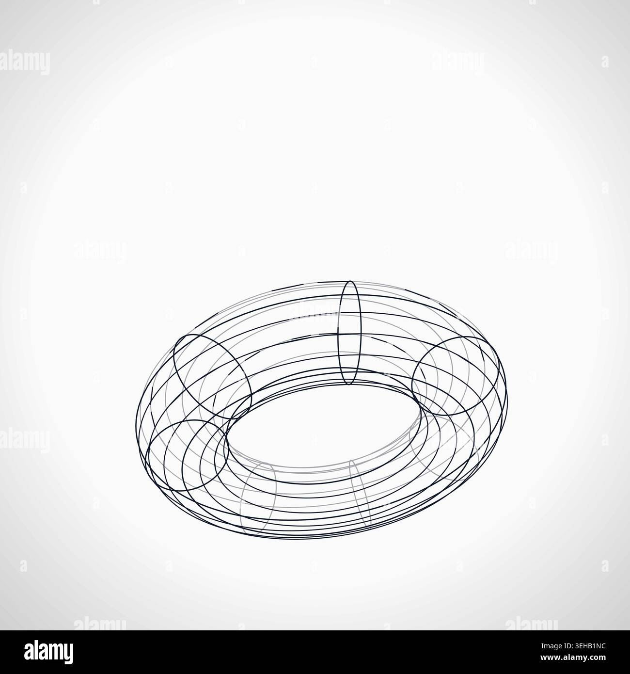 Abstract futuristic torus structure rendered as a clean geometric network background Stock Vector
