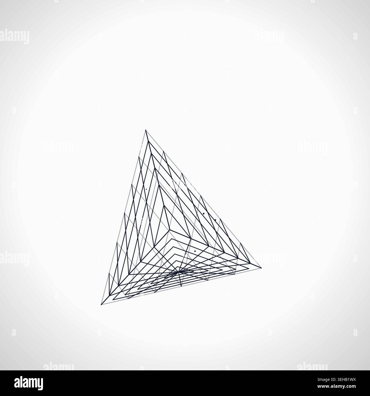 Abstract futuristic pyramid structure rendered as a clean geometric network background Stock Vector