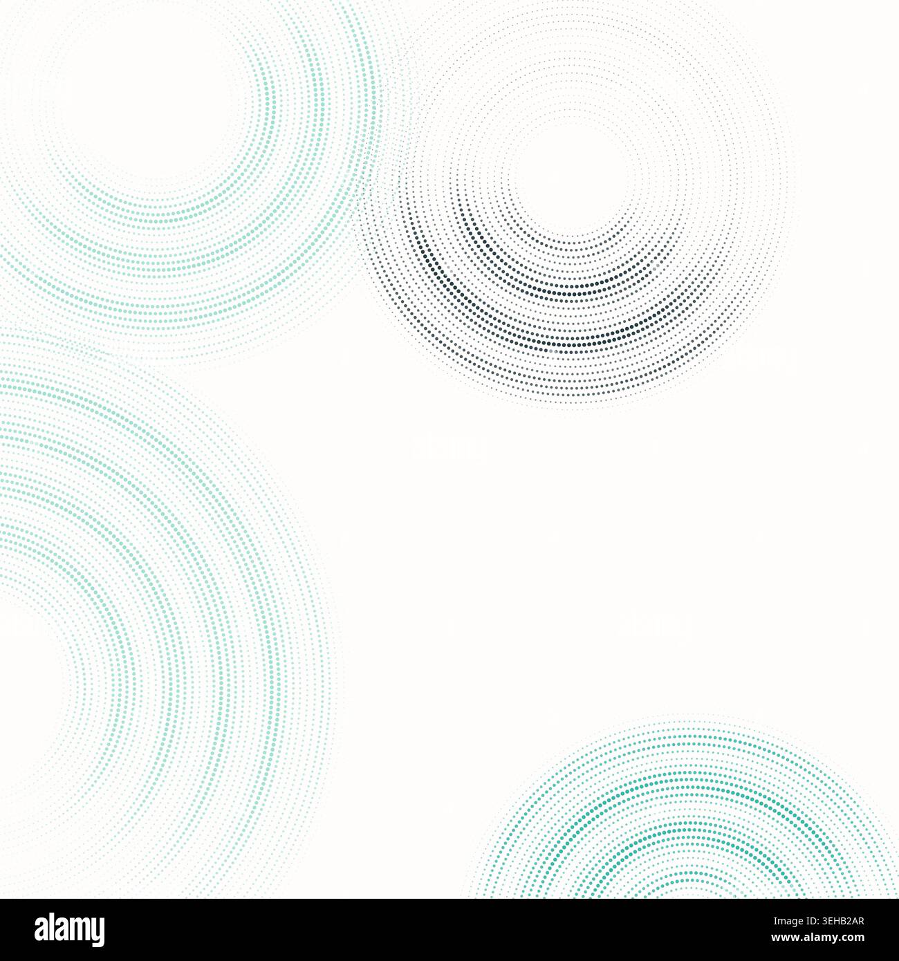 Modern dotted background featuring floating circular ring forms built from clean vector particles Stock Vector