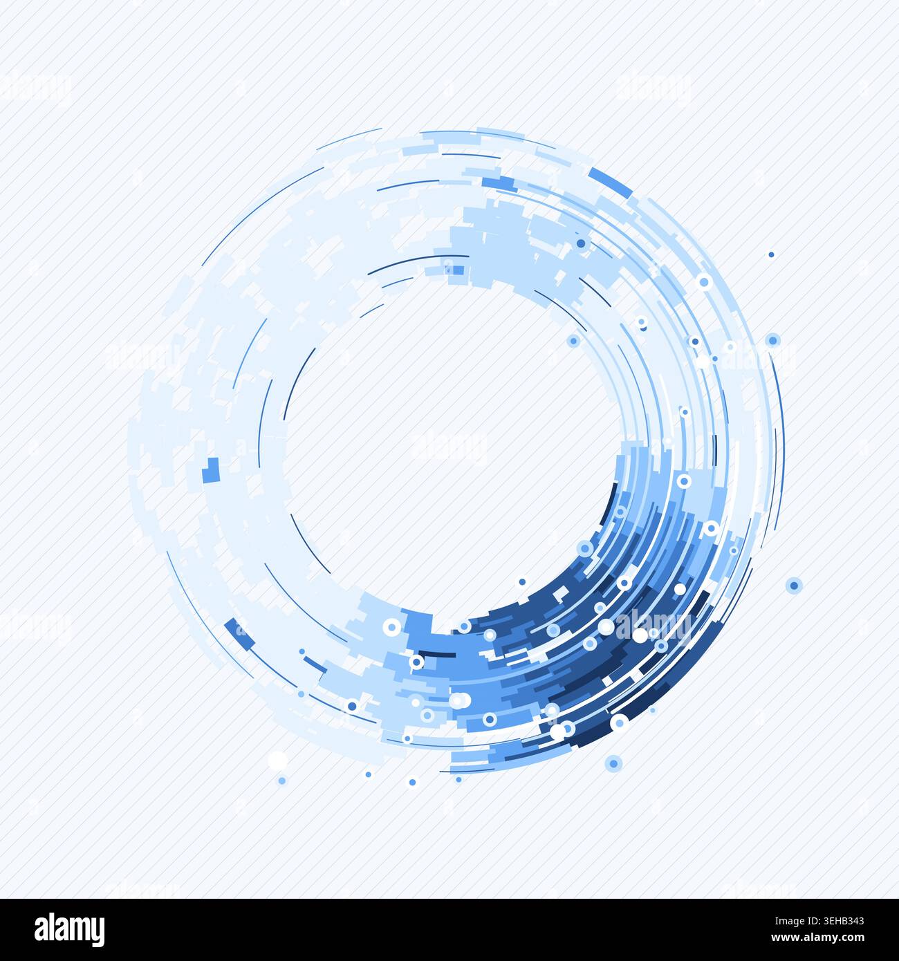 Abstract digital ring interface made from layered geometric arc blocks Stock Vector