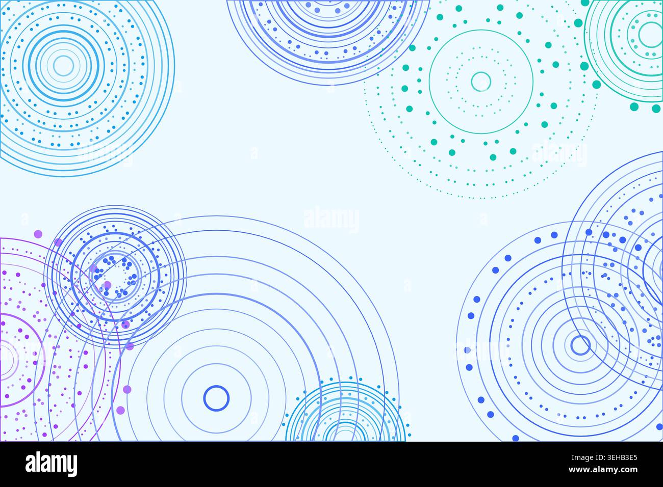 Abstract background made from overlapping concentric circle groups with subtle flattened transparency colors Stock Vector