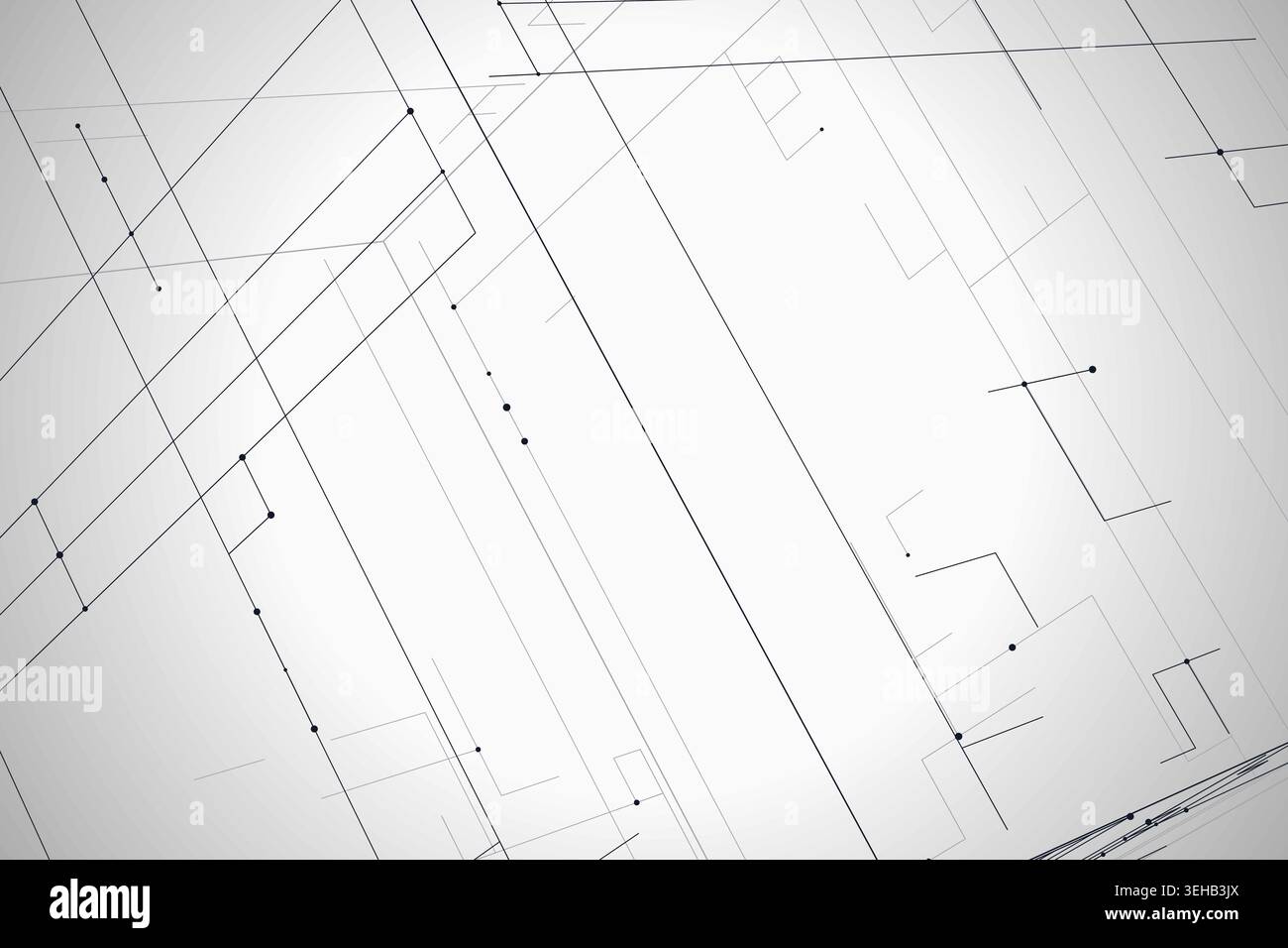 Modern technology-inspired 3D wire cube with layered lines and connection points Stock Vector