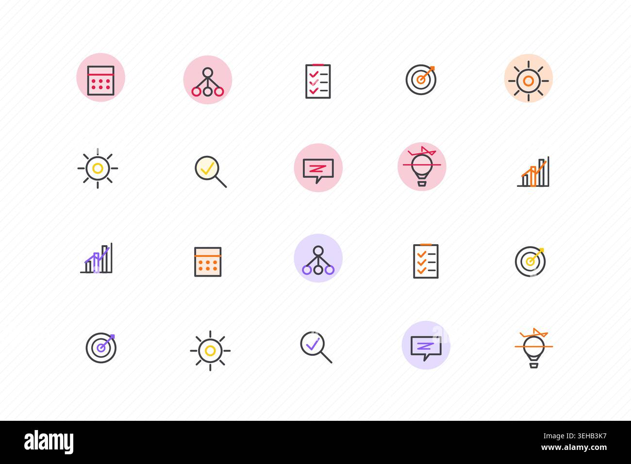 Editable icon pack featuring minimal line pictograms with consistent stroke styling Stock Vector