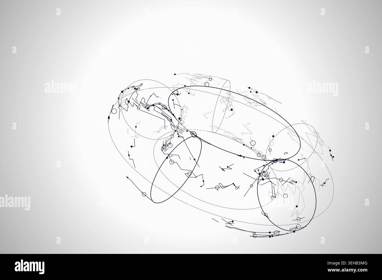 Modern technology-inspired 3D wire torus with layered lines and connection points Stock Vector