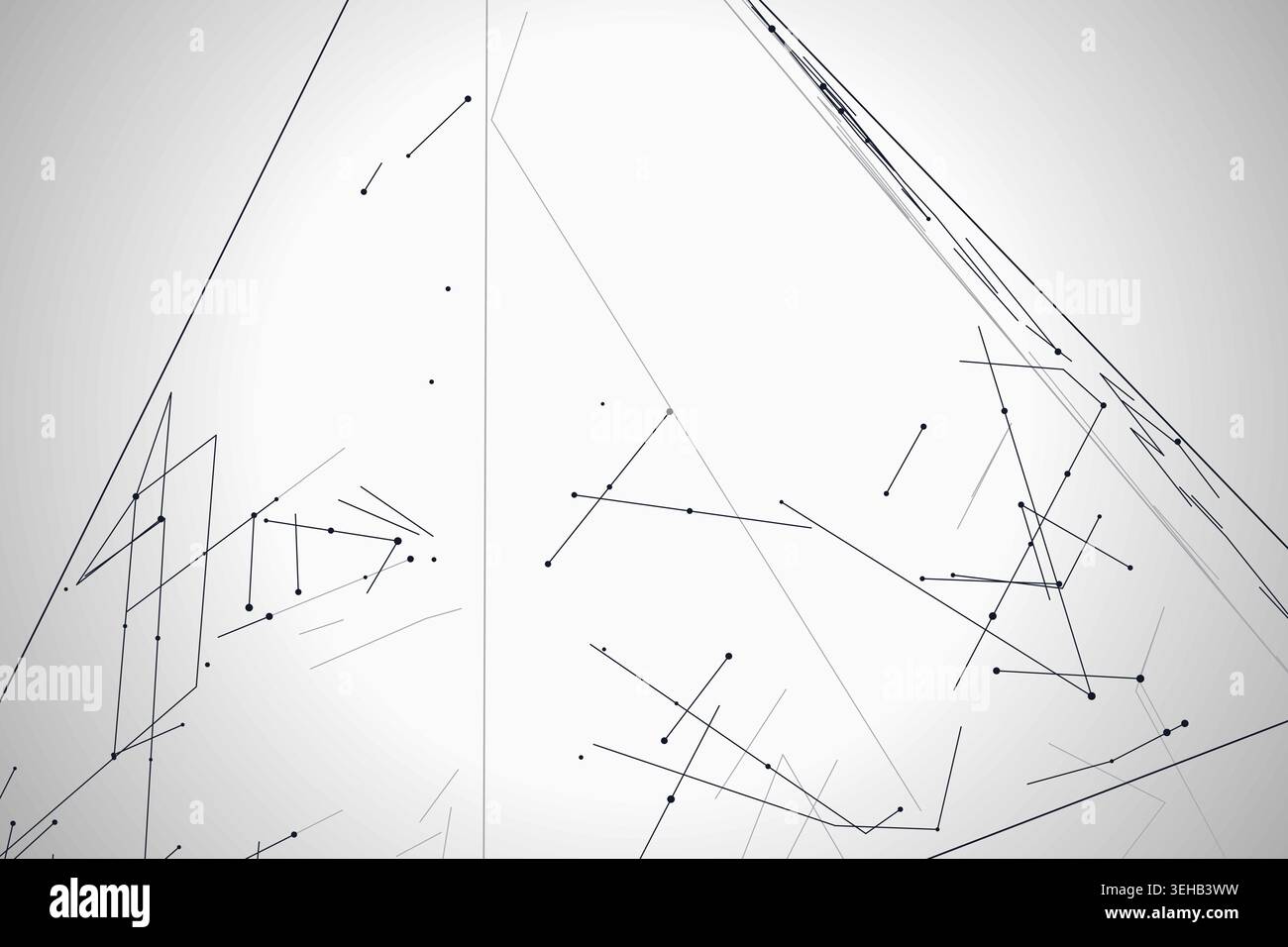 Abstract futuristic pyramid structure rendered as a clean geometric network background Stock Vector