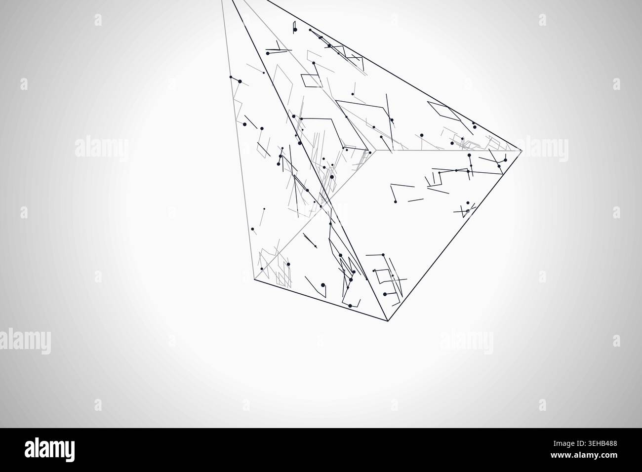 Abstract futuristic pyramid structure rendered as a clean geometric network background Stock Vector