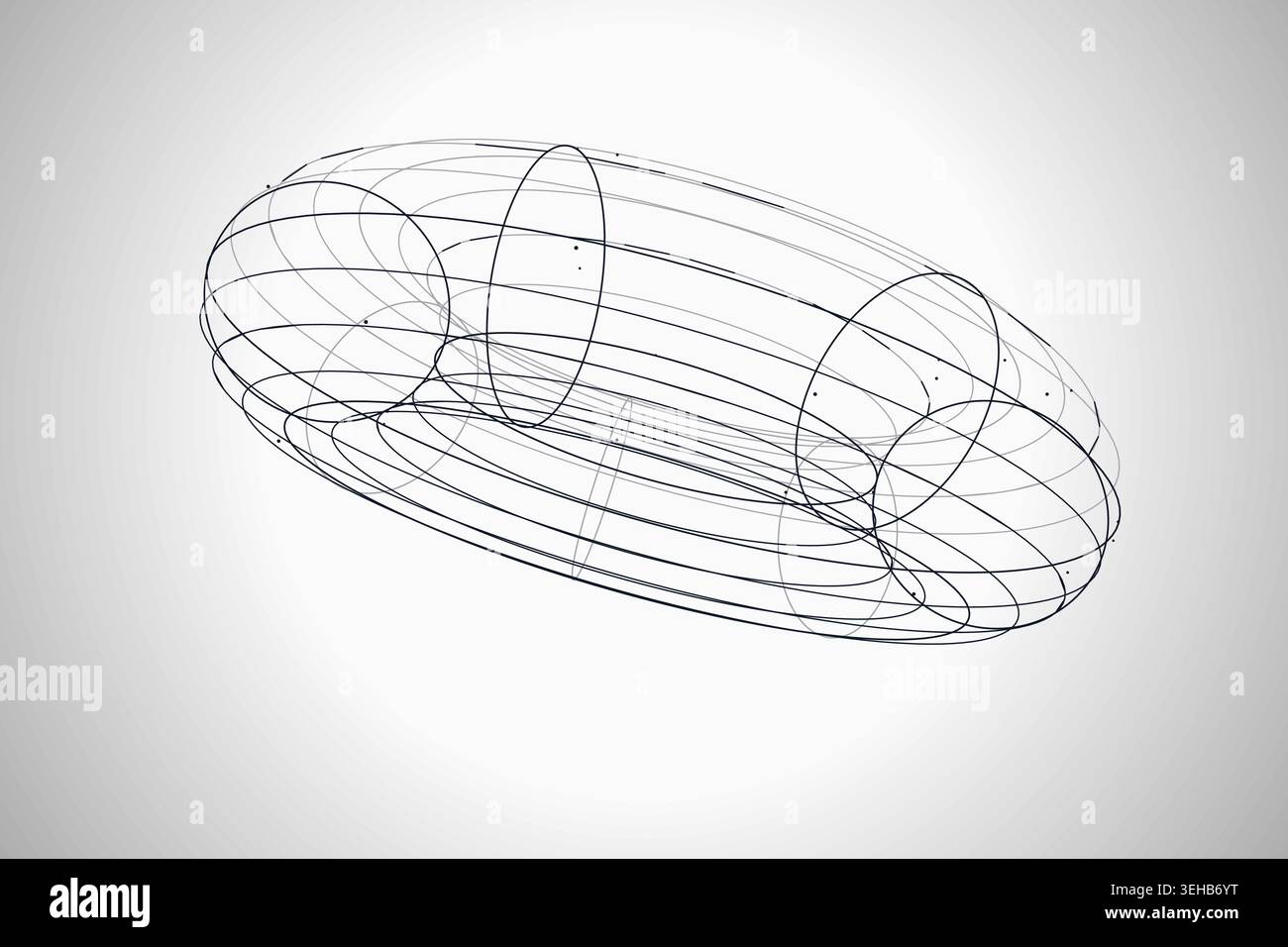 Abstract futuristic torus structure rendered as a clean geometric network background Stock Vector